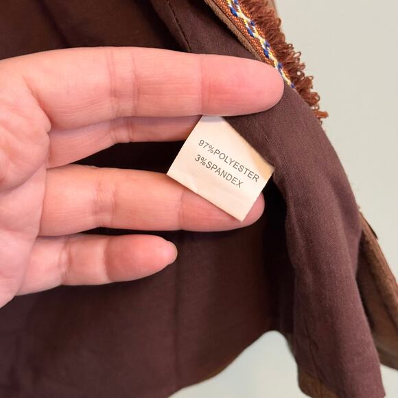 Cherry Paris Pap Jacket Perm Womens T1 Small Brown Ethnic Tribal Boho Fringes - Picture 7 of 8